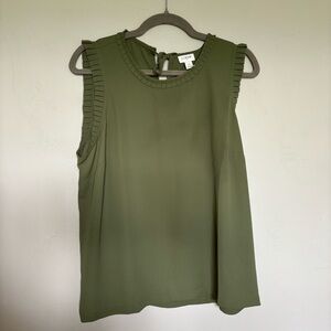 J. Crew Sleeveless Top With Pleated Trim Size 14